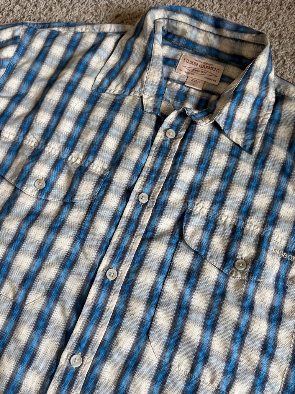 CC Filson Garment Plaided Button Down Short Sleeve Shirt